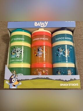 Whiskware Bluey Stackable Snack Jars with  Graphics — Blue and Yellow